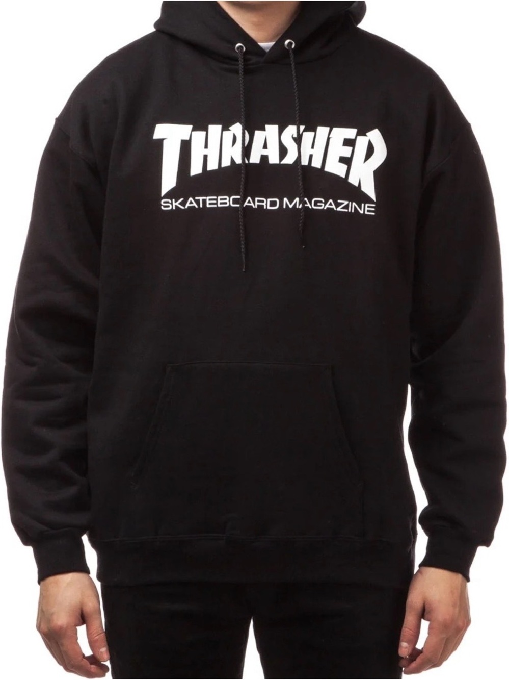 Thrasher Black Hoodie with White Logo